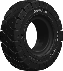 Zwarte Ultimate XT heftruckband met extra diep tractieprofiel voor intensief industrieel gebruik